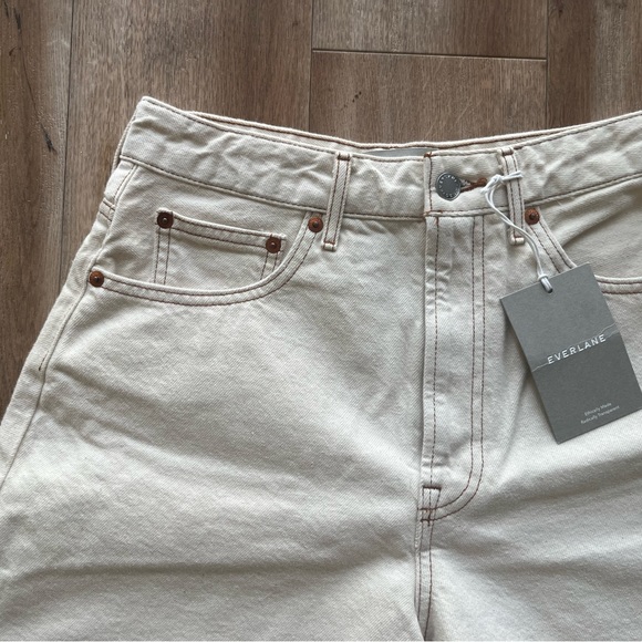 Everlane The A-Line Denim Short in Ecru - Picture 2 of 10